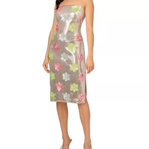 NWT Liv Foster size 8 - Floral Sequin Midi Sheath Dress